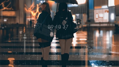 4K 雨中街道长腿美少女