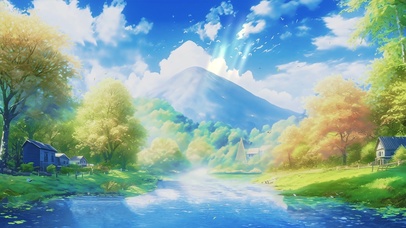 动漫风景AI插画