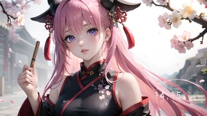 唯美樱花树下汉服少女