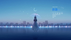 4K 唯美撑伞少女