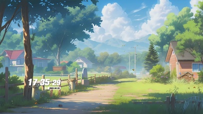 护眼蓝天白云房屋树木