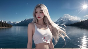 纯欲系海边长发美女