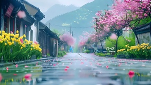 古镇桃花小路