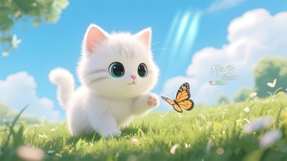 草地捕蝶猫咪
