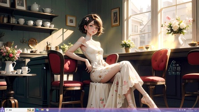 4k午后咖啡少女（眨眼）