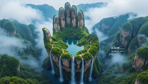 手中水潭瀑布