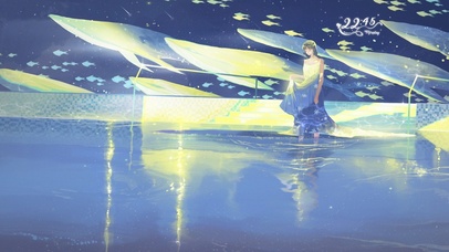 4k 治愈唯美星空泳池少女