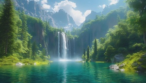 青山绿水瀑布