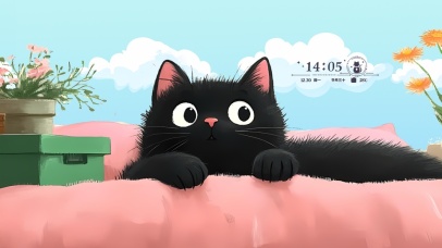 发呆可爱黑猫