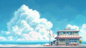 海边云朵清新便利店
