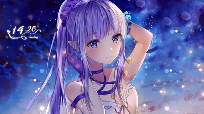 治愈蓝发可爱女生