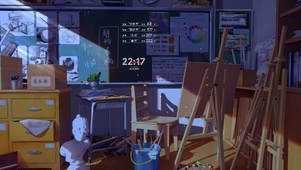 4K夜晚的美术室