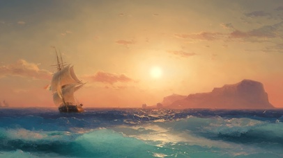 绘画 海景 帆船