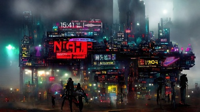 Ai绘画炫酷赛博朋克城市