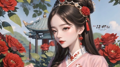 古风玫瑰花女孩