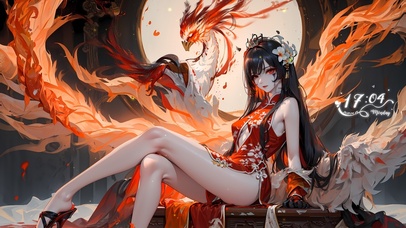 古风旗袍凤凰少女