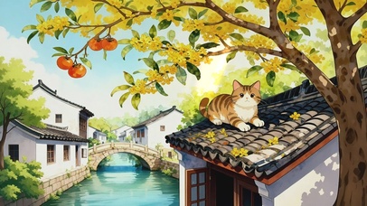 江南秋意橘猫