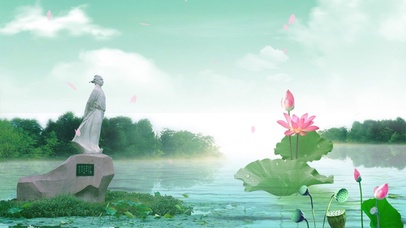 端午荷花池屈原像