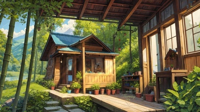 4K唯美治愈夏季竹林小屋