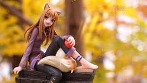 （免费壁纸）秋天树林美少女人偶