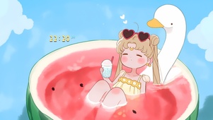 清凉夏日 西瓜浴