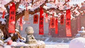 祈福小和尚雕像