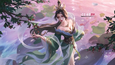 唯美古风仙女荷花池