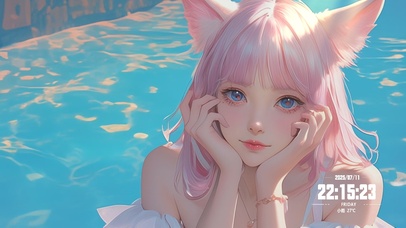 泳池狐耳美女