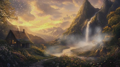 晨昏交界的山谷