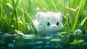 萌虎水中探险记