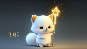 荧光可爱魔法棒狐狸