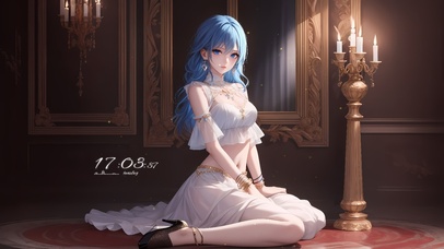 白月光蓝发女生