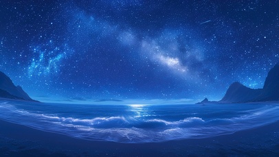 星空海浪沙滩