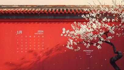 4K简约文艺樱花雪景（日历）