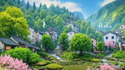 4k绿色小山村