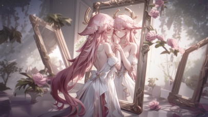 雪墨壁纸丨八重神子丨镜中人丨