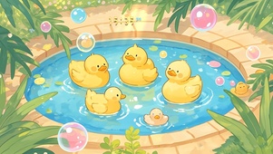 清凉泳池小黄鸭