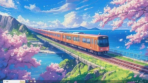 宫崎骏樱花列车-桌面主题