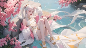 河边美女