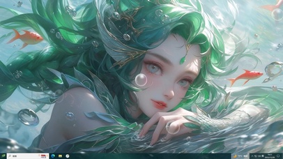 水中绿发人鱼公主