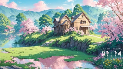 治愈唯美樱花木屋