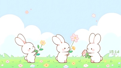 草地花花小兔