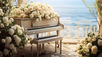 海边钢琴玫瑰