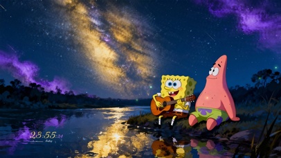 紫色星空下海绵宝宝派大星