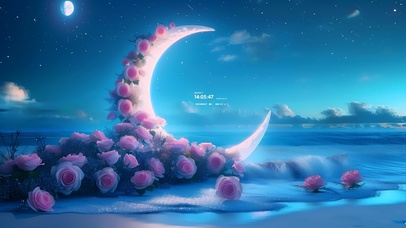 海边玫瑰月亮