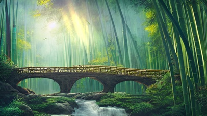 竹林小桥流水