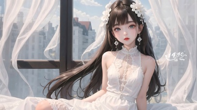 可爱白纱裙女孩