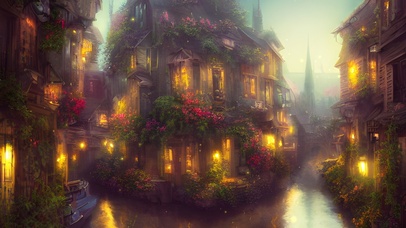 夜晚的欧洲小镇