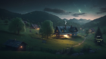 4K宁静唯美夜晚庄园