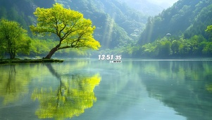 湖边柳树